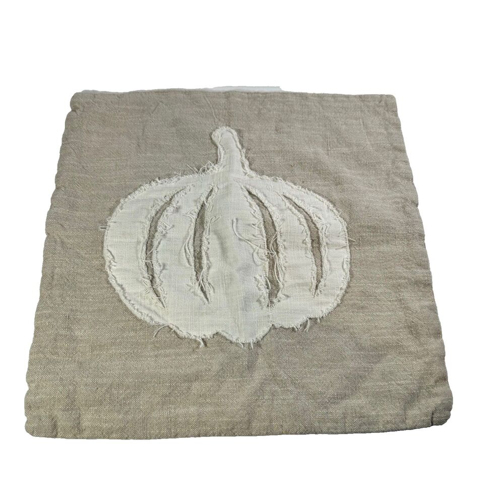 Magaschoni Pumpkin Pillow Cover Beige White Tan Thanksgiving Fall Autumn Cottage